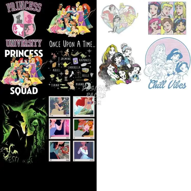 24 Cartoon Princess Movie Designs Bundle PNG