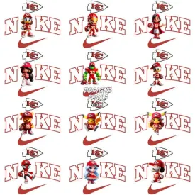 31 Football Kansas City Chiefs Cartoon Swoosh Designs Bundle PNG