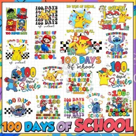 40 Designs 100 Days Of School Designs Bundle PNG