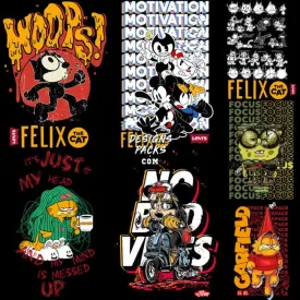 7 Cartoon Brand v3 Streetwear Designs Bundle PNG   PSD