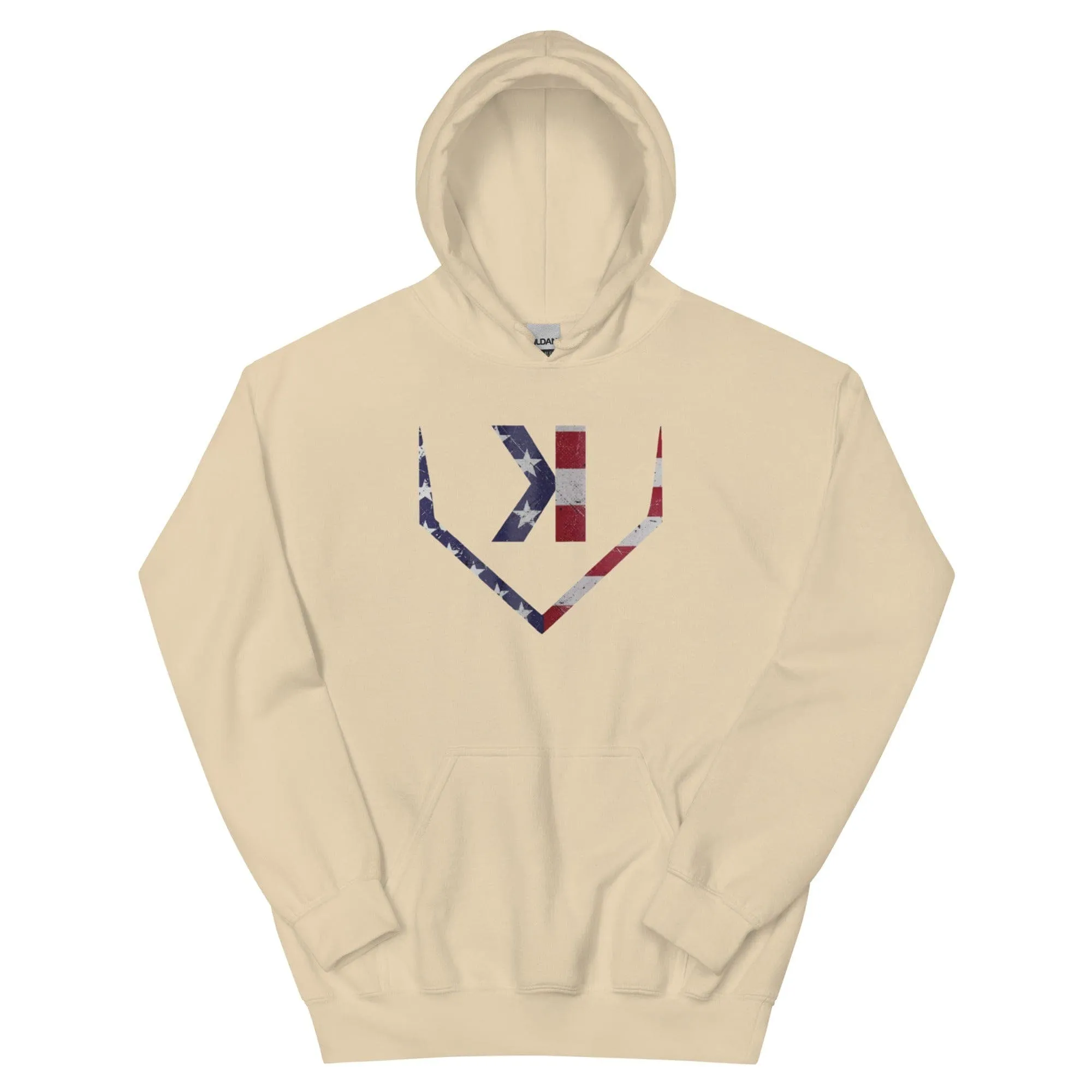 American Flag Home Plate Distressed - Adult Hoodie