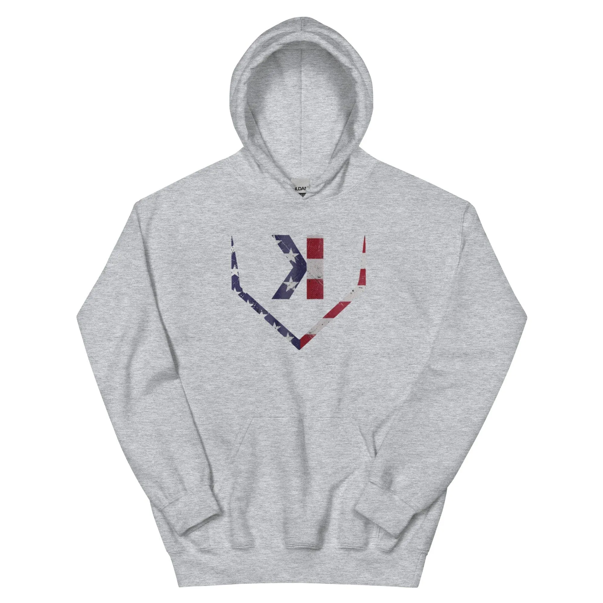 American Flag Home Plate Distressed - Adult Hoodie