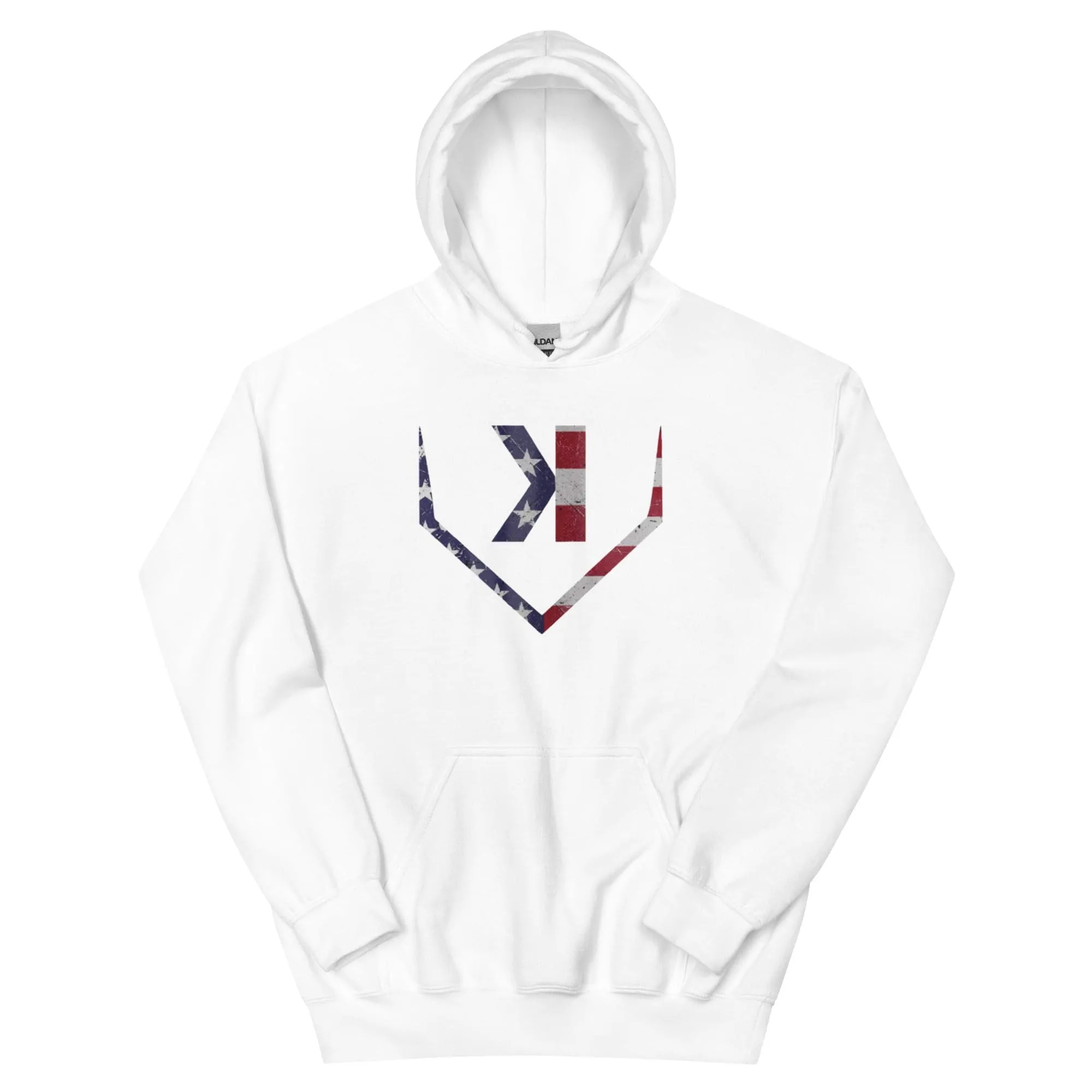 American Flag Home Plate Distressed - Adult Hoodie