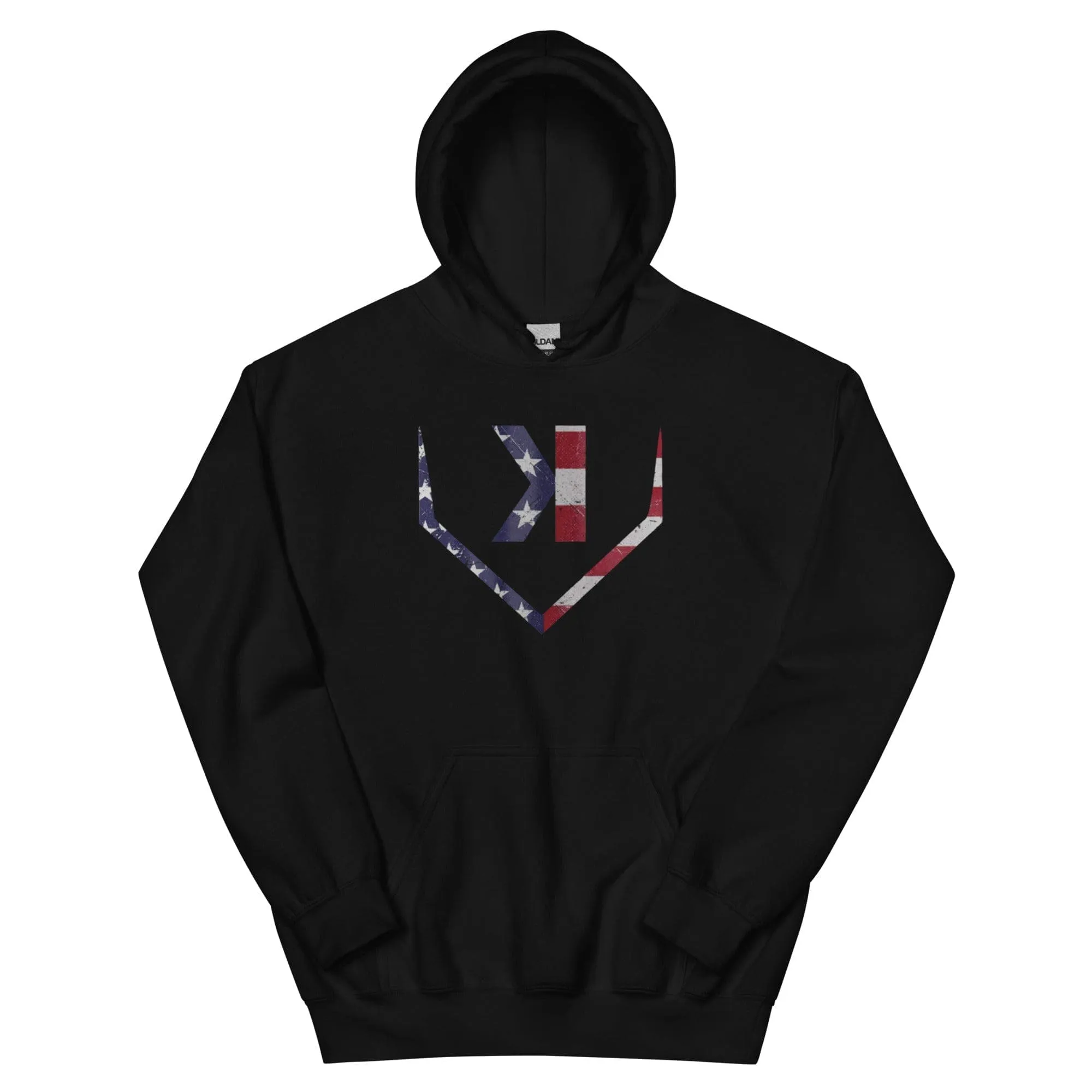 American Flag Home Plate Distressed - Adult Hoodie