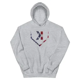 American Flag Home Plate Distressed - Adult Hoodie