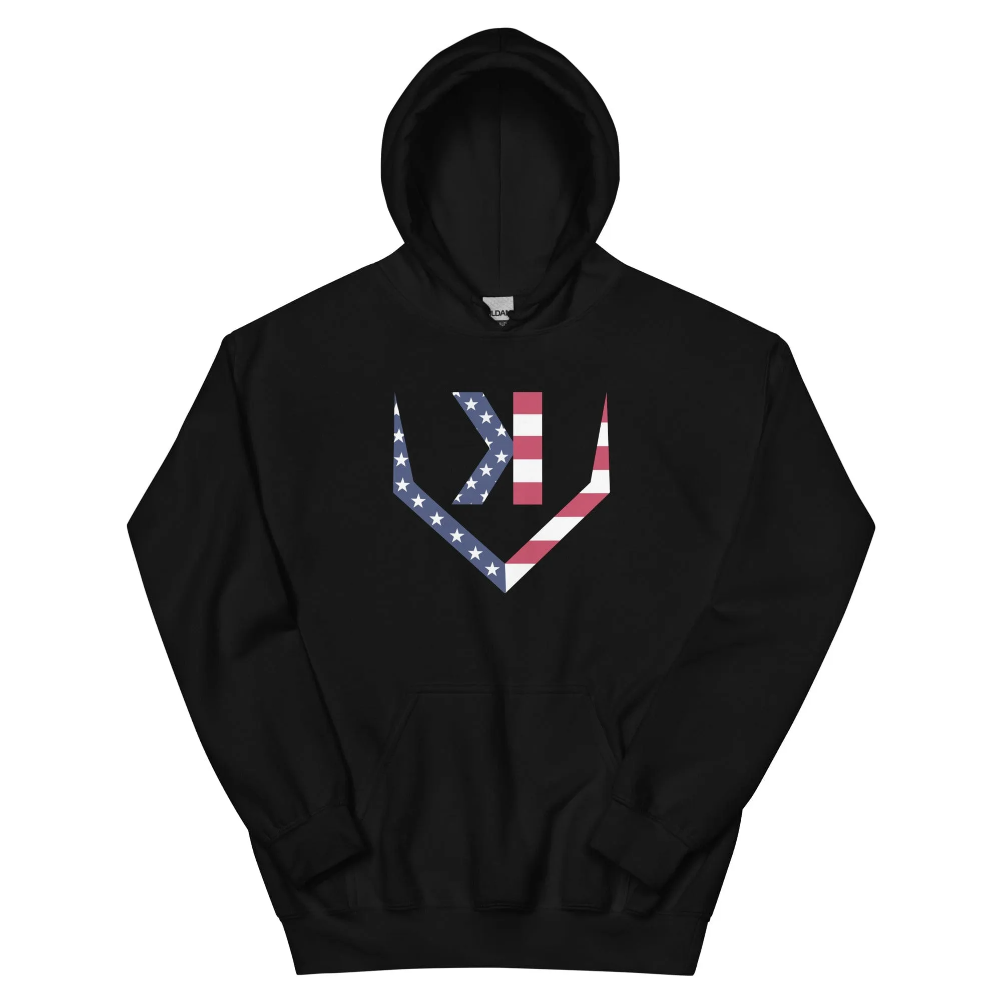 American Flag Home Plate Non-Distressed - Adult Hoodie