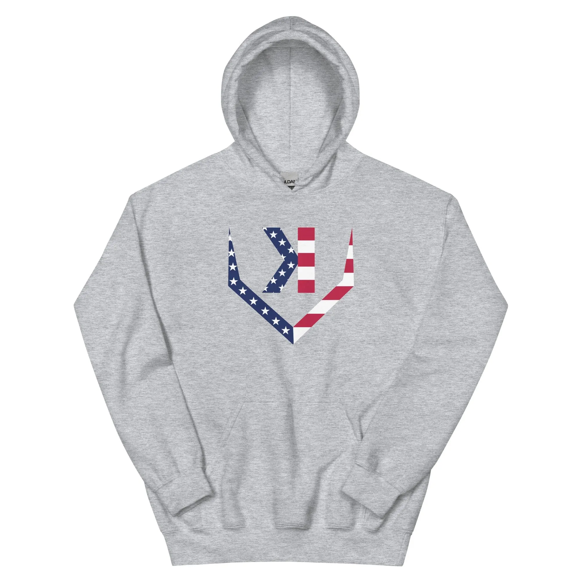 American Flag Home Plate Non-Distressed - Adult Hoodie