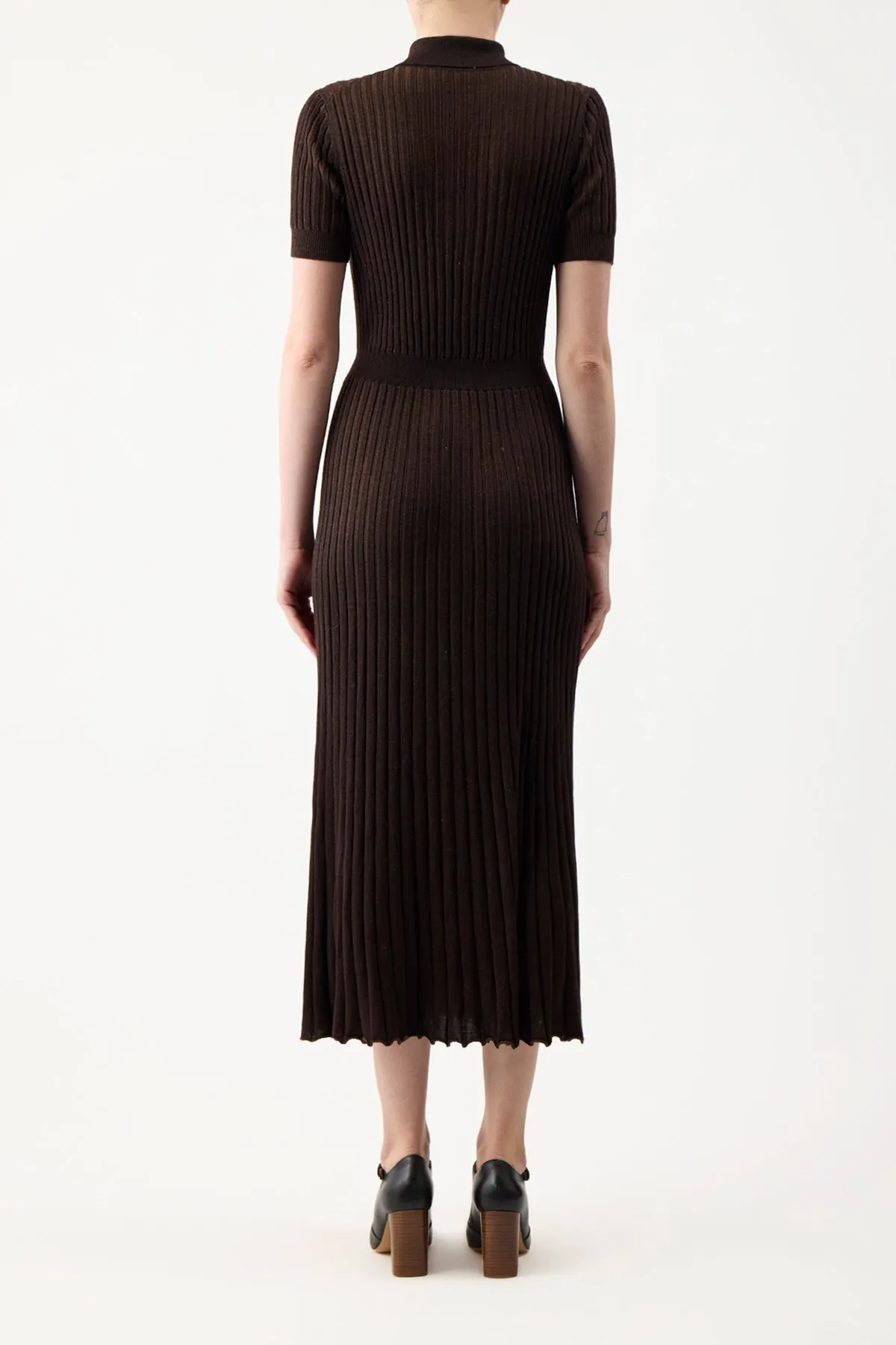 Amor Knit Midi Dress in Chocolate Cashmere Silk