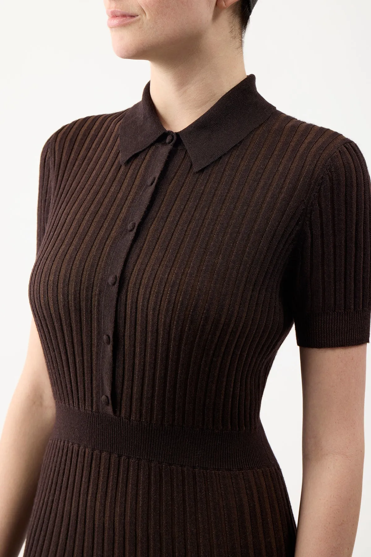 Amor Knit Midi Dress in Chocolate Cashmere Silk