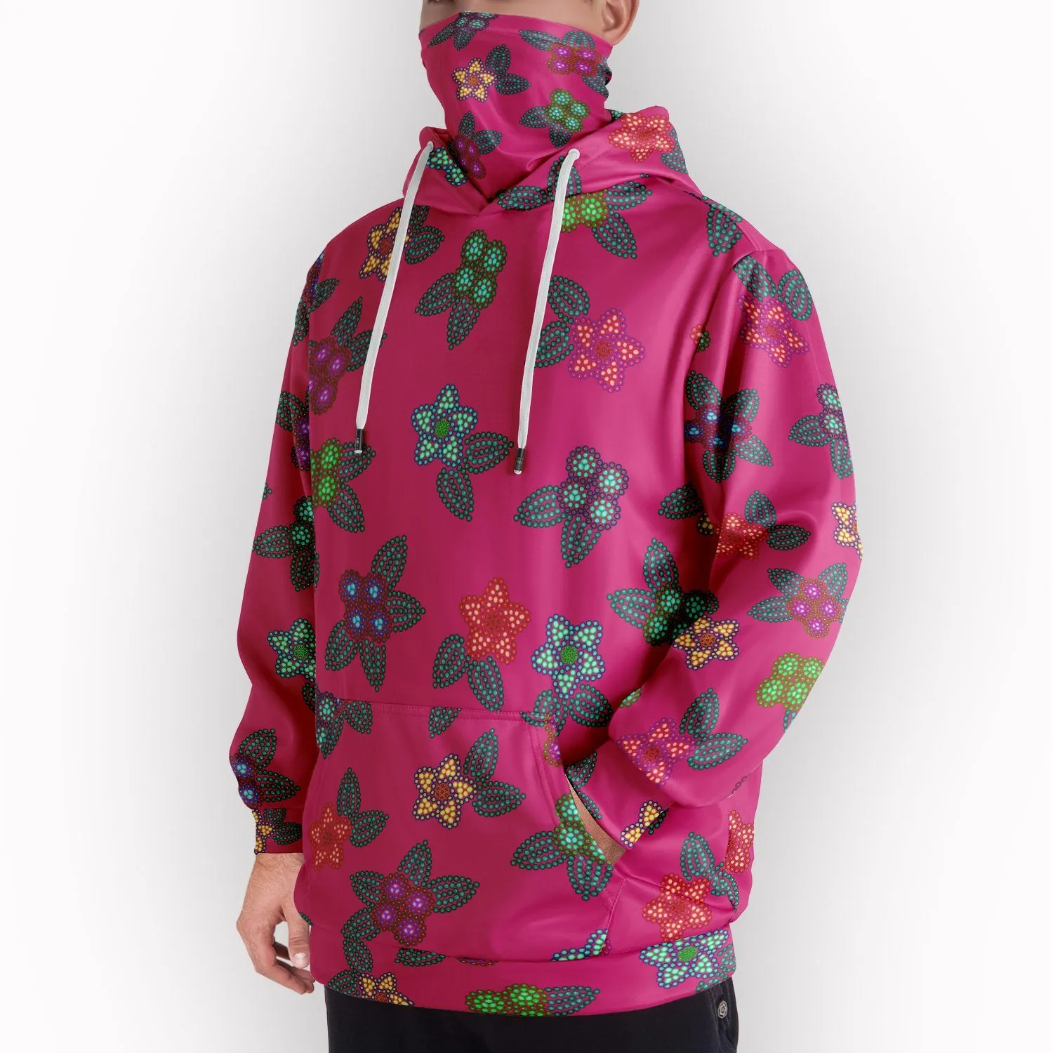 Berry Flowers Hoodie with Face Cover