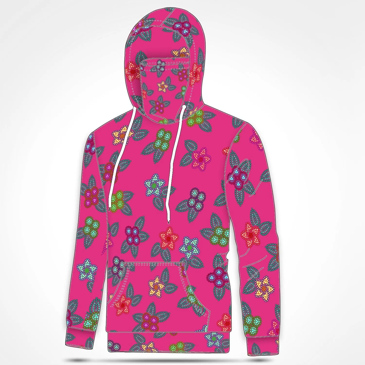 Berry Flowers Hoodie with Face Cover