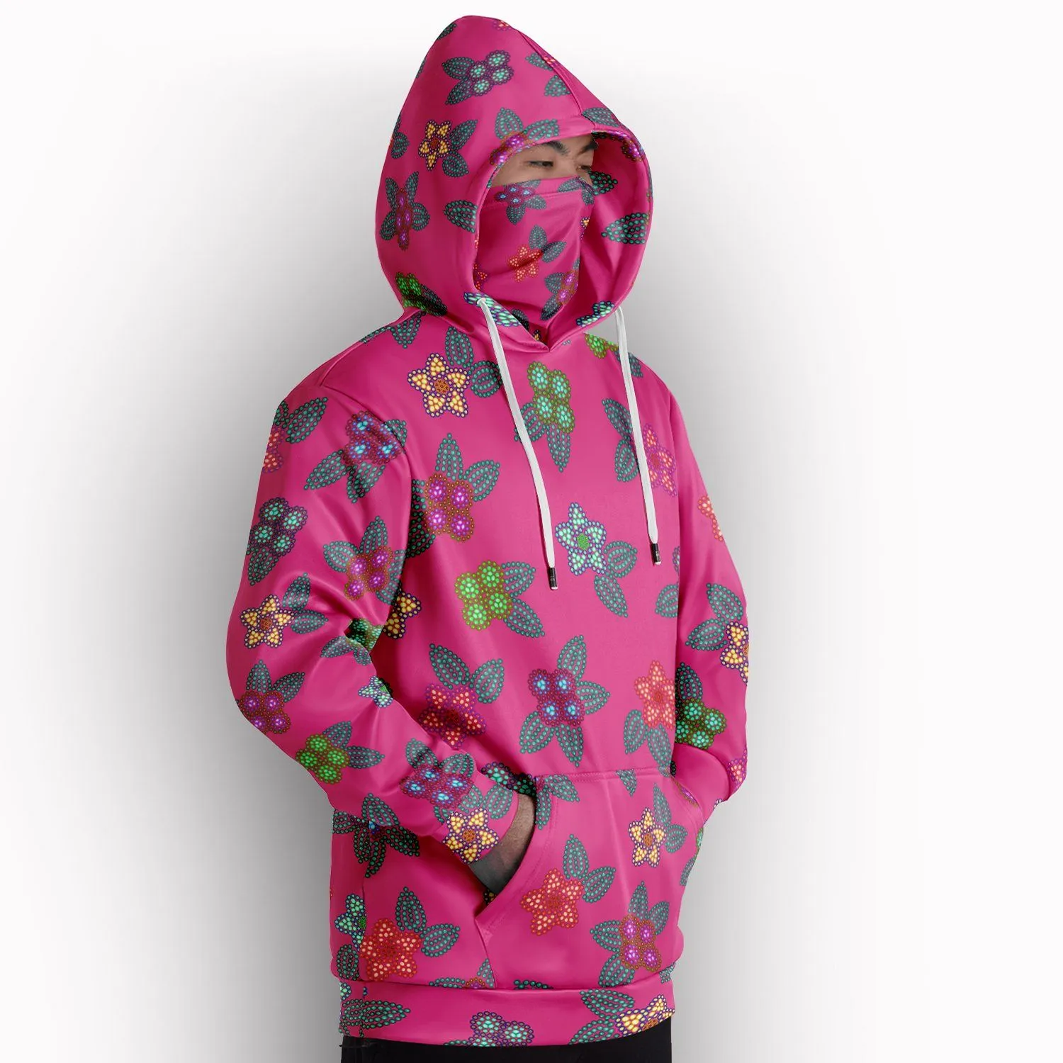 Berry Flowers Hoodie with Face Cover