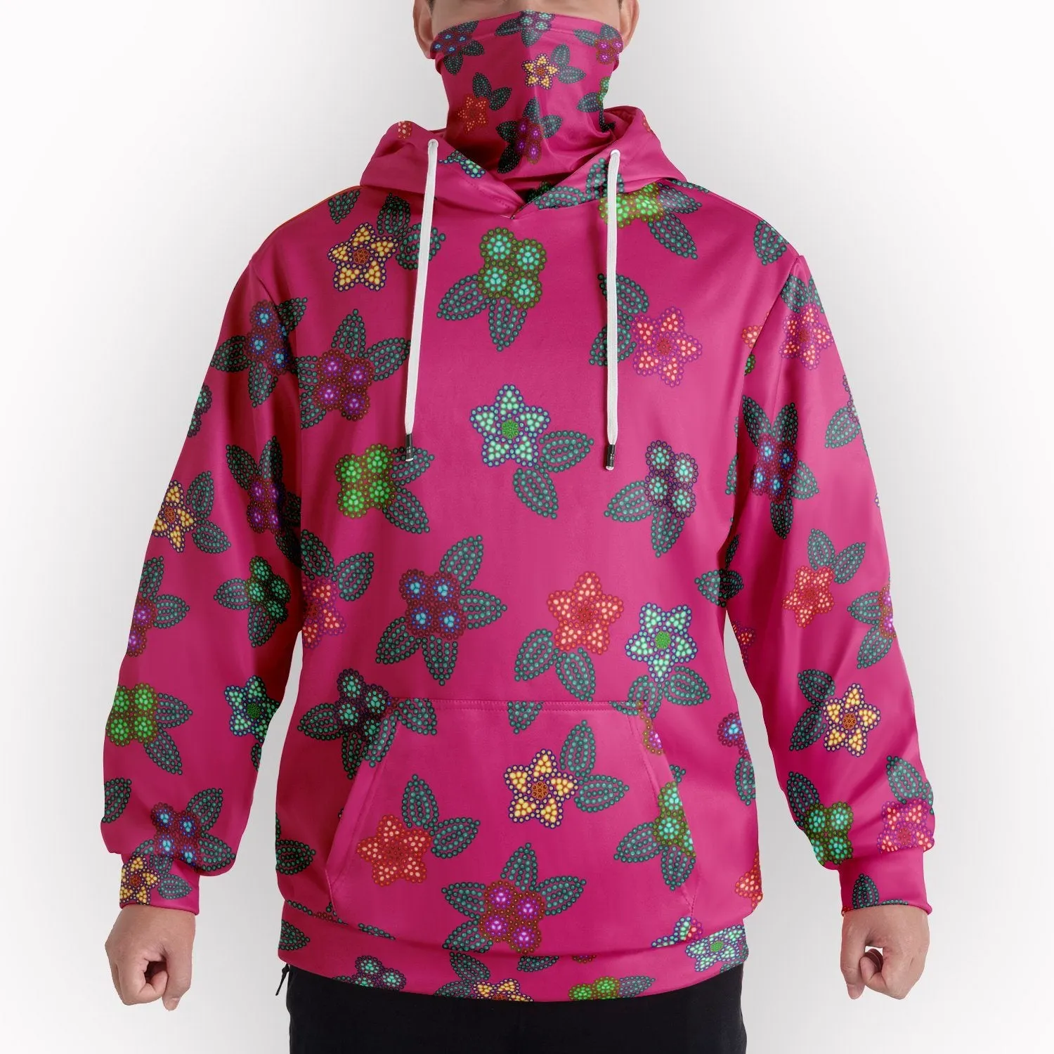 Berry Flowers Hoodie with Face Cover