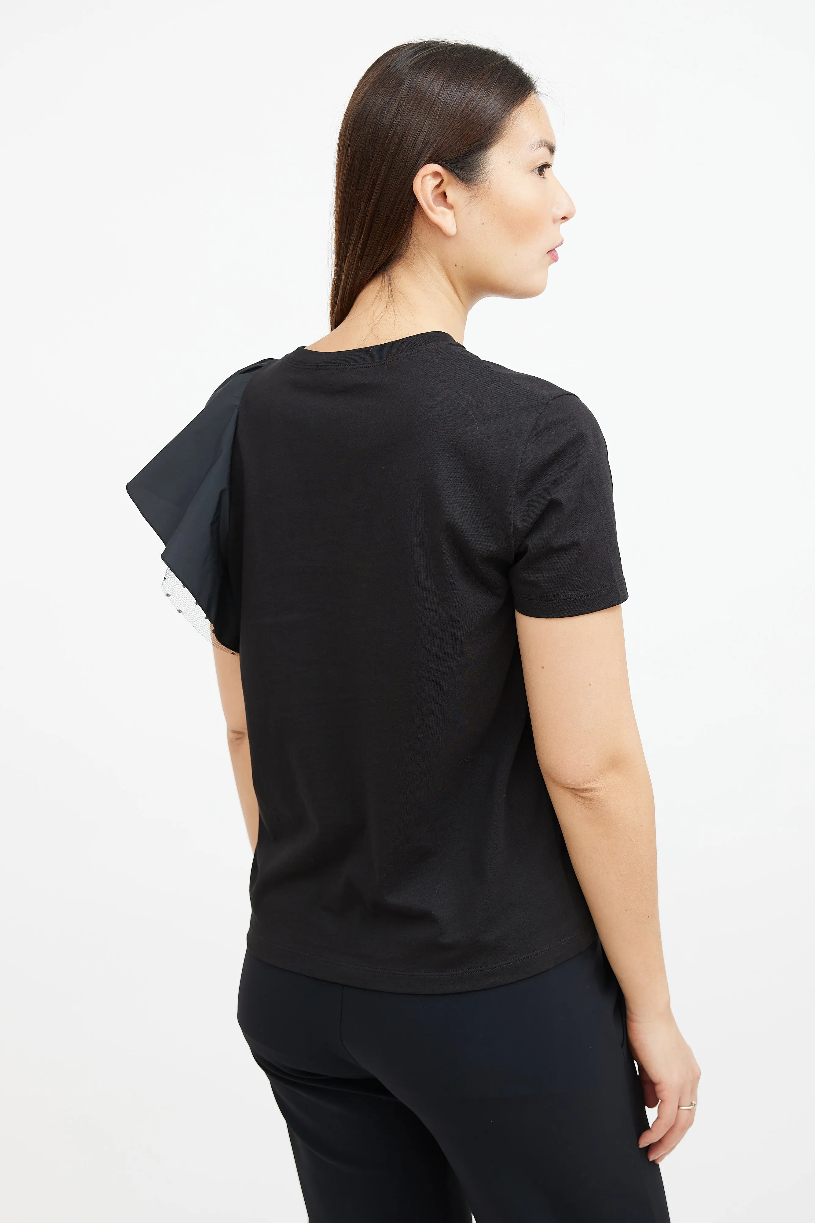 Black Side Ruffle T-Shirt