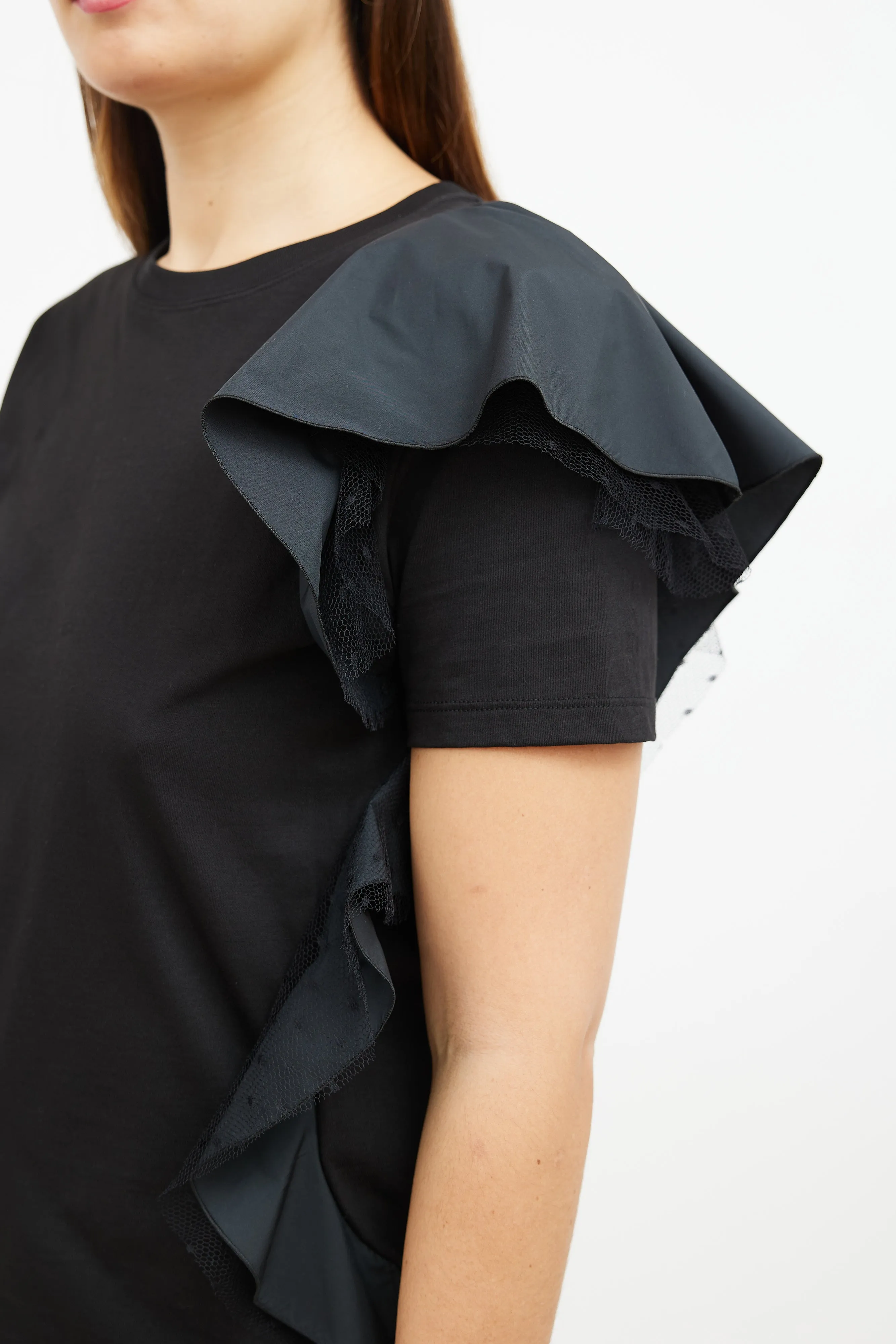 Black Side Ruffle T-Shirt