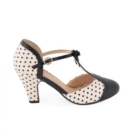 Blush Black Polka Dot 1940s Platform High Heels