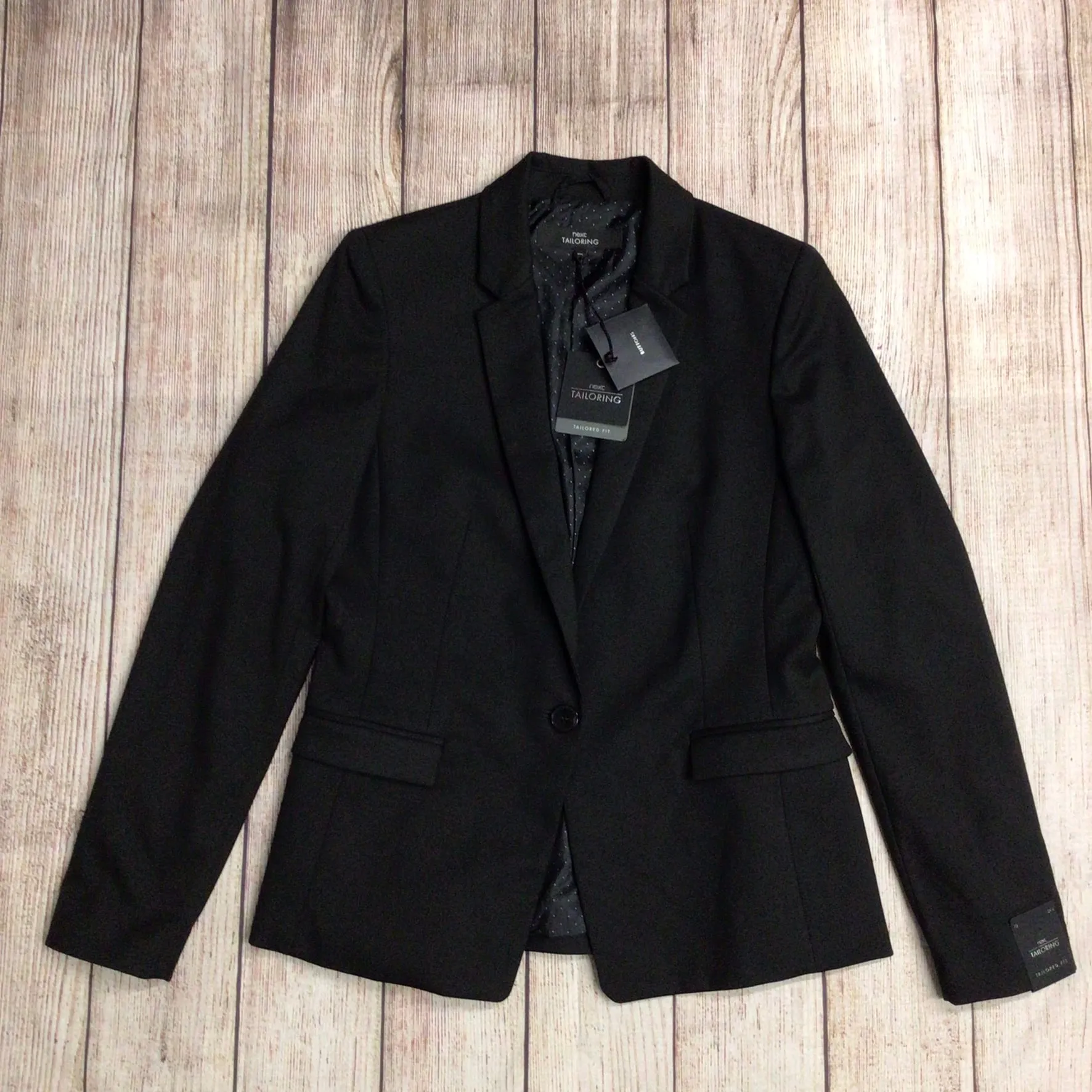 BNWT Next Tailoring Black Blazer Jacket w/Shoulder Pads Size 10R