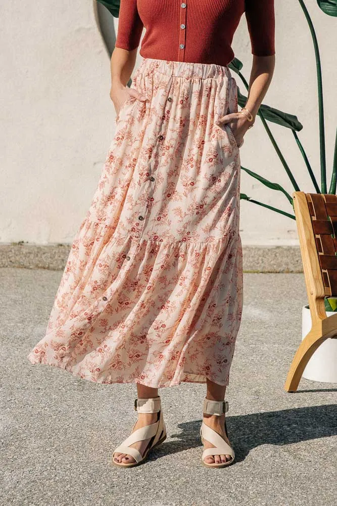 Camellia Printed Midi Skirt