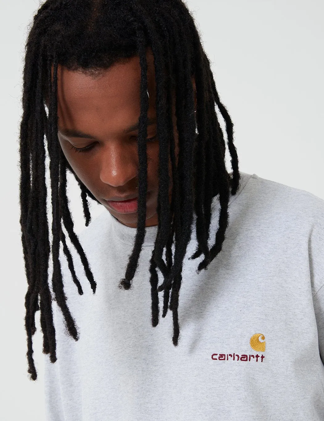 Carhartt-WIP American Script Long Sleeve T-Shirt - Ash Heather Grey