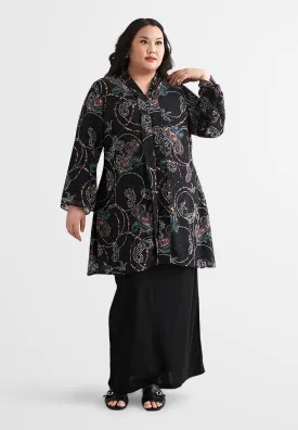 Che Printed Chiffon Kebaya Set - Black