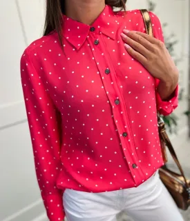 Coral Pink Polka Dot Shirt