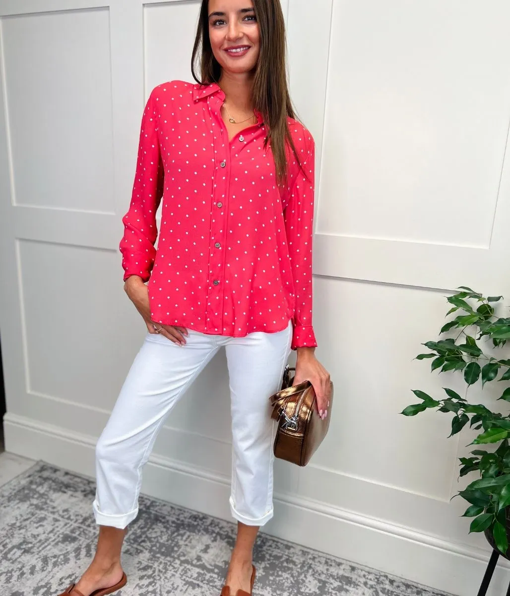 Coral Pink Polka Dot Shirt