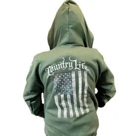 Country Life USA Flag Full Zip Unisex Hoodie T-shirt