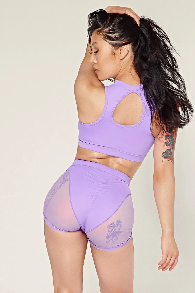 CXIX Dollhaus Mesh Biker Shorts - Purple