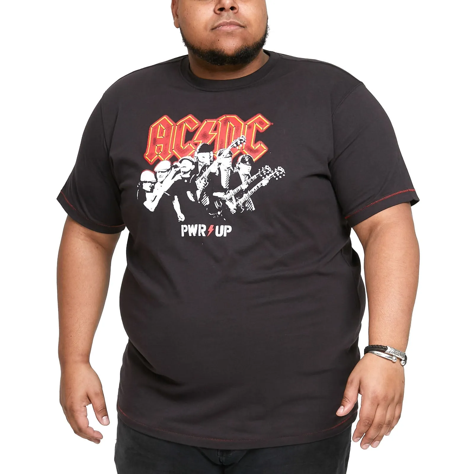 D555 Mens Voltage Big & Tall Official ACDC Printed T-Shirt - Washed Black