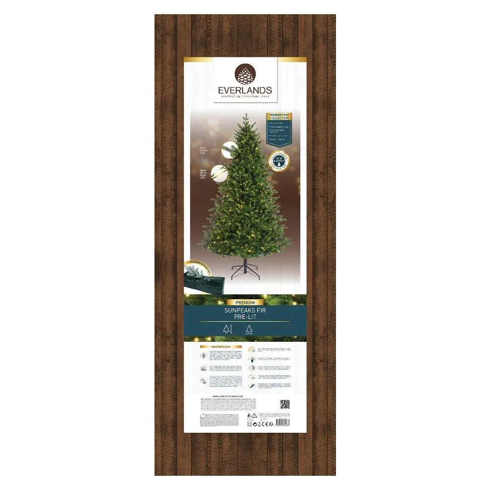 Everlands 2.1m (7ft) Sunpeaks Fir Pre-Lit Artificial Christmas Tree