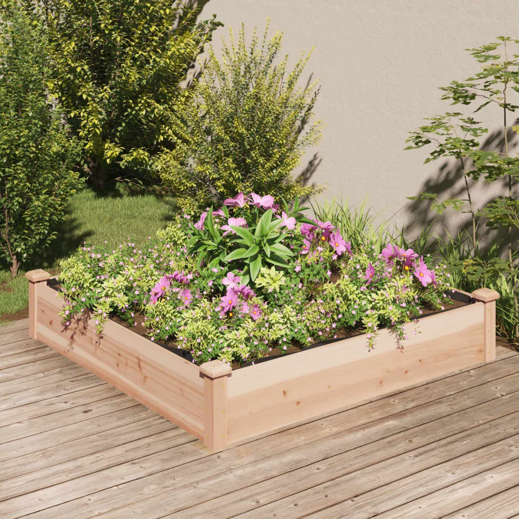 Garden Raised Bed with Liner 120x120x25 cm Solid Wood Fir