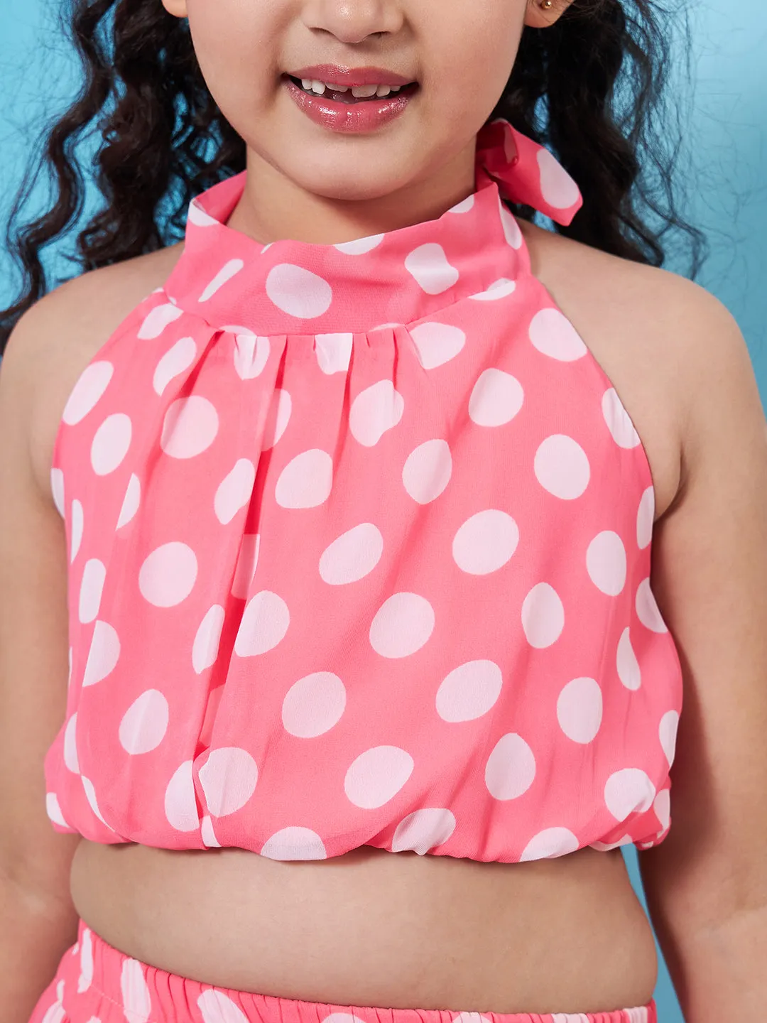 Girls Printed Crop Top With Skirt - PS Peaches