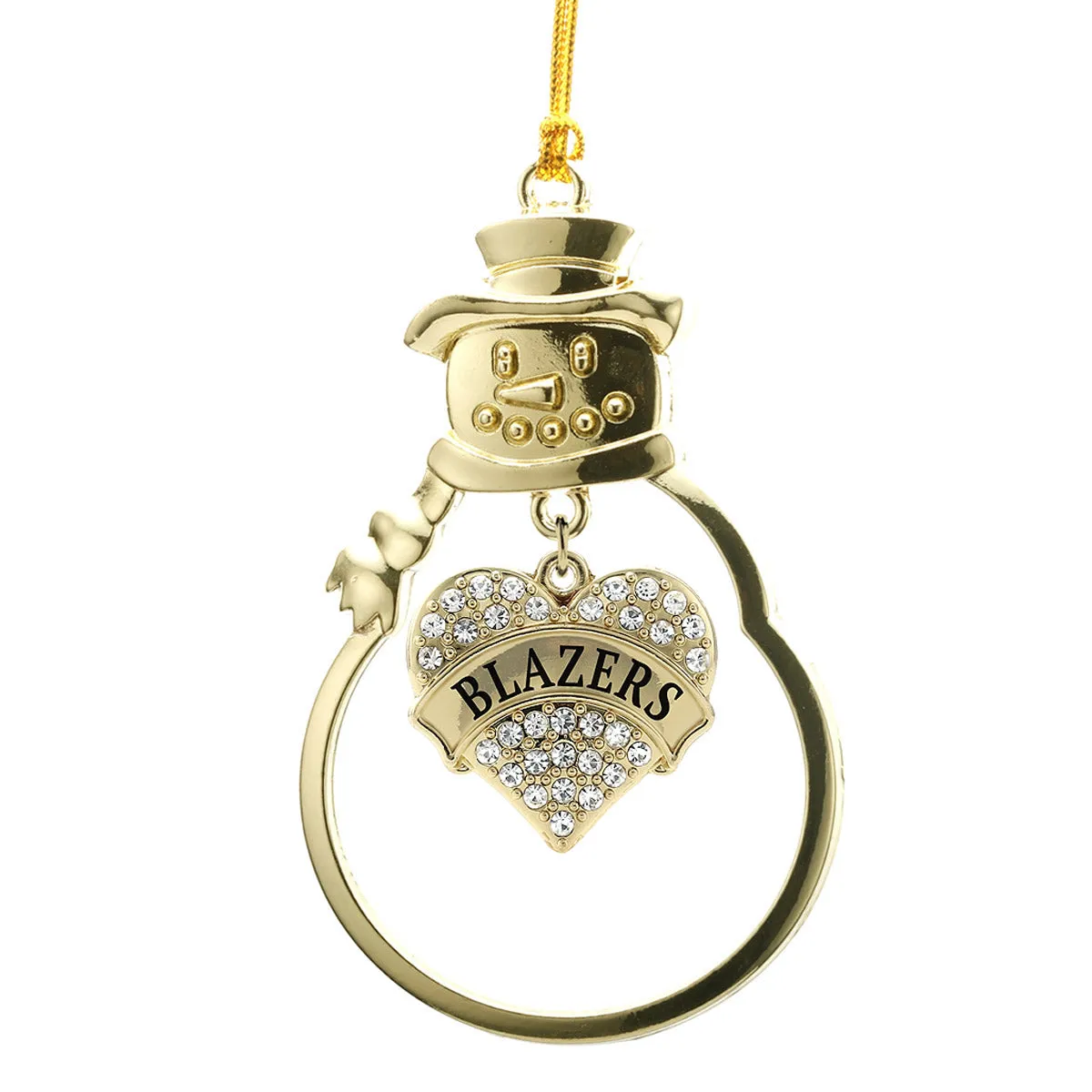 Gold Blazers Pave Heart Charm Snowman Ornament