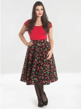 Hell Bunny Sweetie Cherry Print Skirt Black