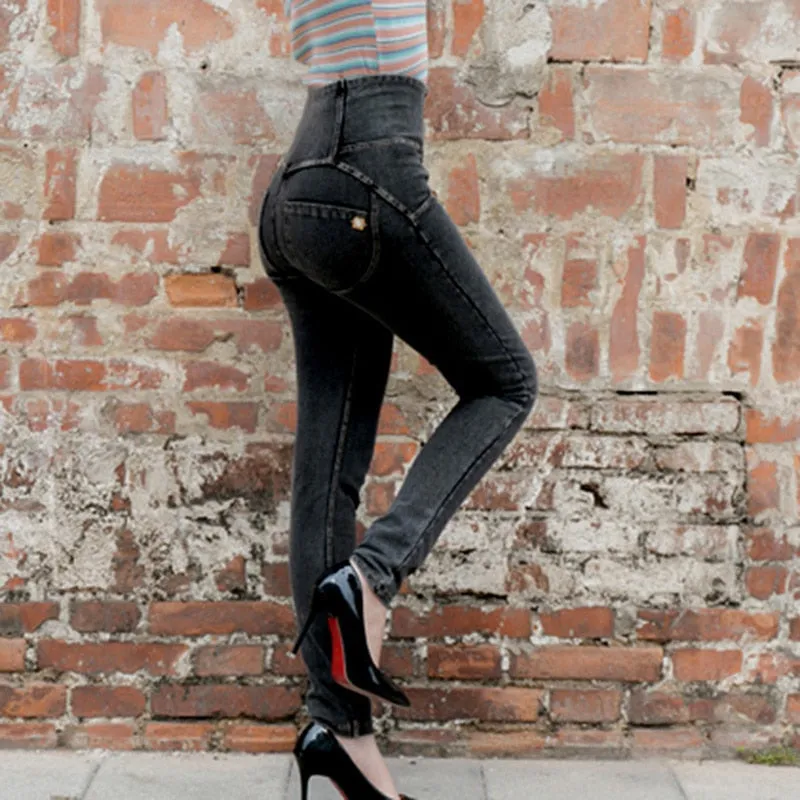 High Waist Button Zippers Female Jeans Pants