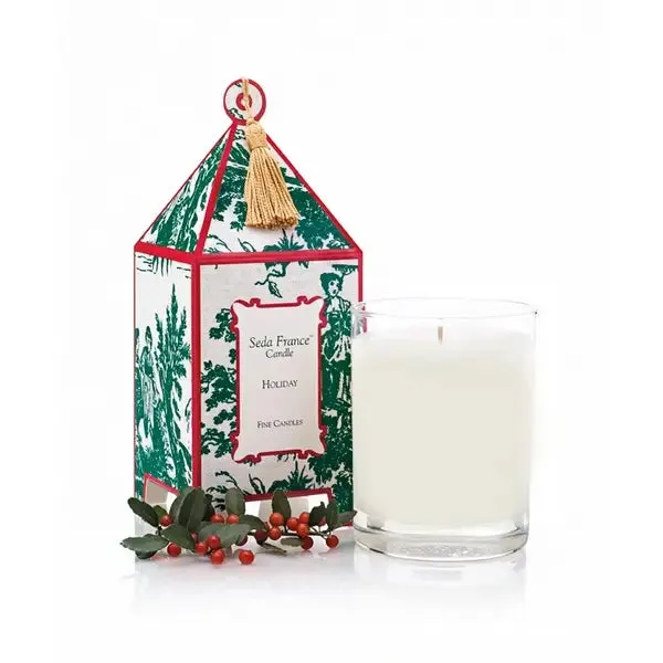 Holiday Classic Toile Pagoda Box Candle