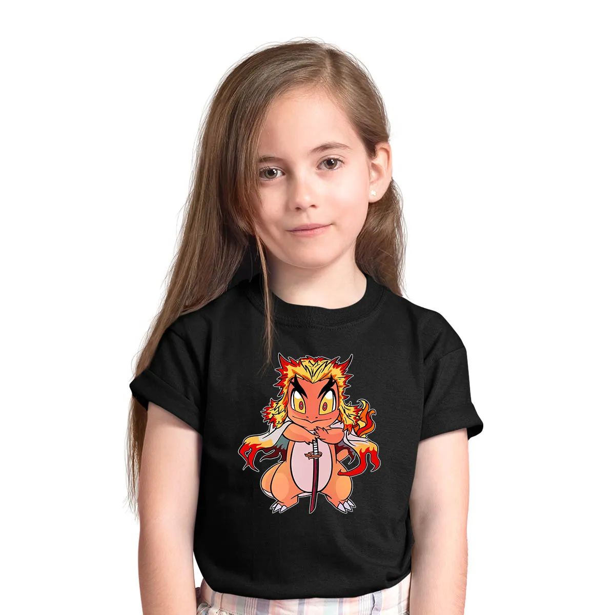 Kyojuro Rengoku Pokemon Charmander Demon Slayer Manga Anime T-shirt for Kids