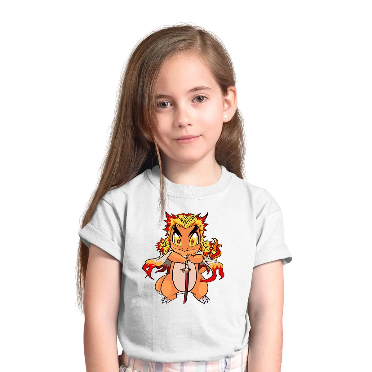 Kyojuro Rengoku Pokemon Charmander Demon Slayer Manga Anime T-shirt for Kids