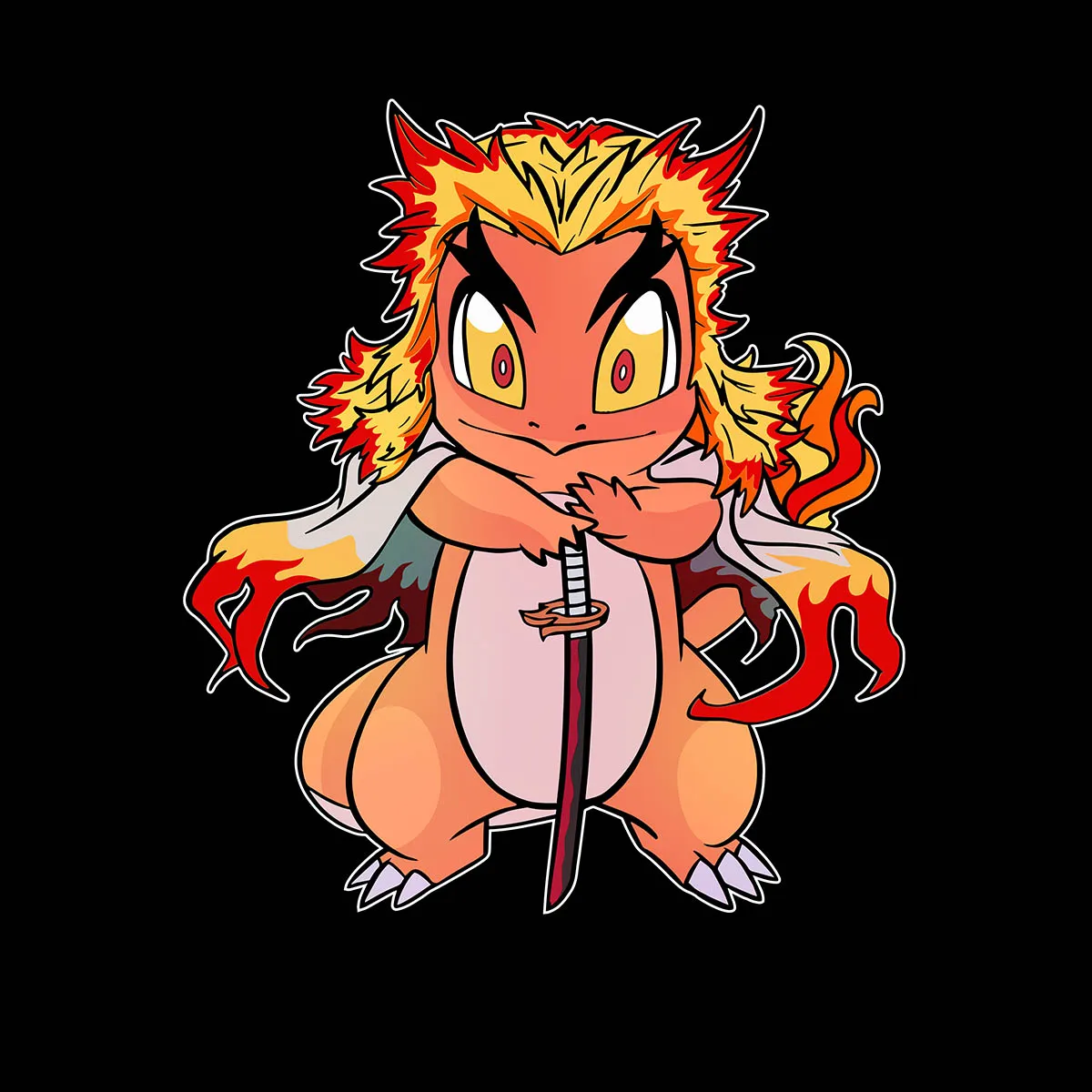 Kyojuro Rengoku Pokemon Charmander Demon Slayer Manga Anime T-shirt for Kids