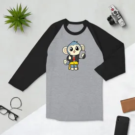 Liberty at Work from Home Cartoon Monkey 3/4 sleeve raglan shirt