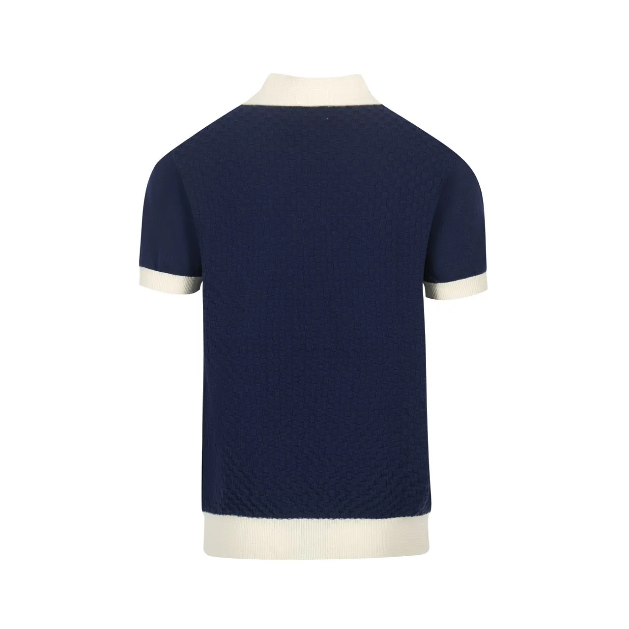 Men's Navy & White Apricot Knit Short Sleeve Knitwear