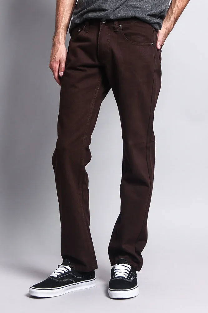 Men's Slim Fit Colored Denim Jeans (Brown)