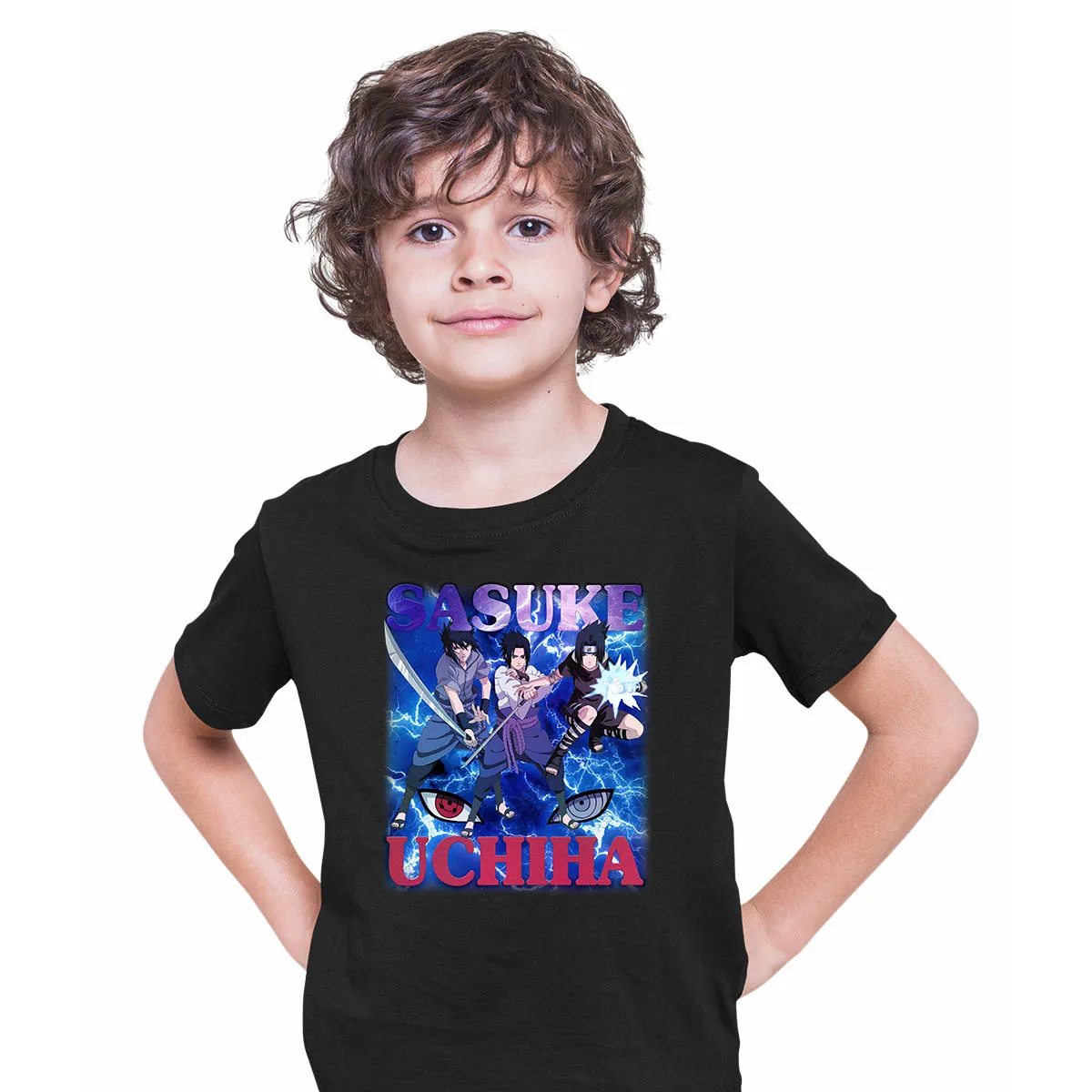 Naruto Shippuden Sasuke Uchiha Graphic Art Naruto Anime Manga T-shirt for Kids