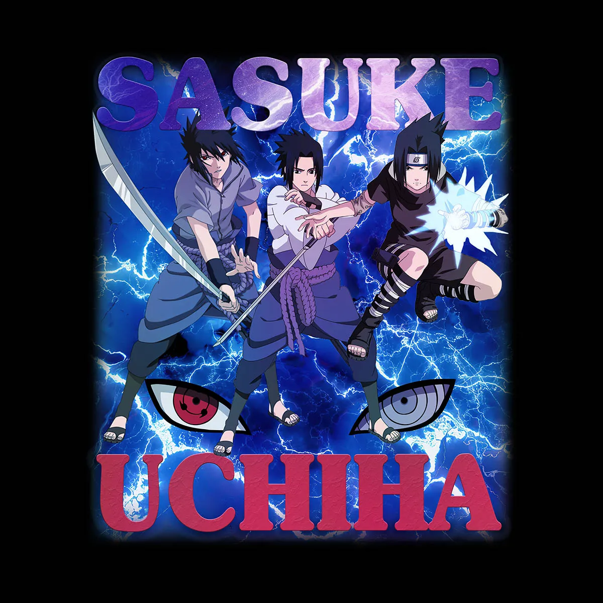 Naruto Shippuden Sasuke Uchiha Graphic Art Naruto Anime Manga T-shirt for Kids