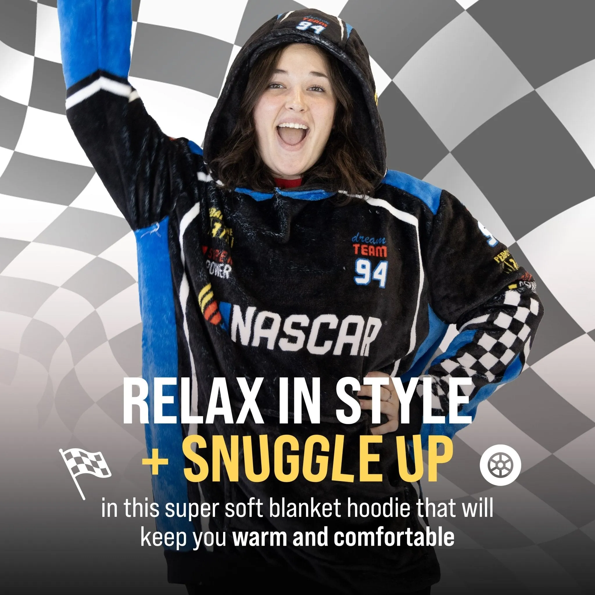 NASCAR Racing Suit Snugible (Black) | Blanket Hoodie & Pillow