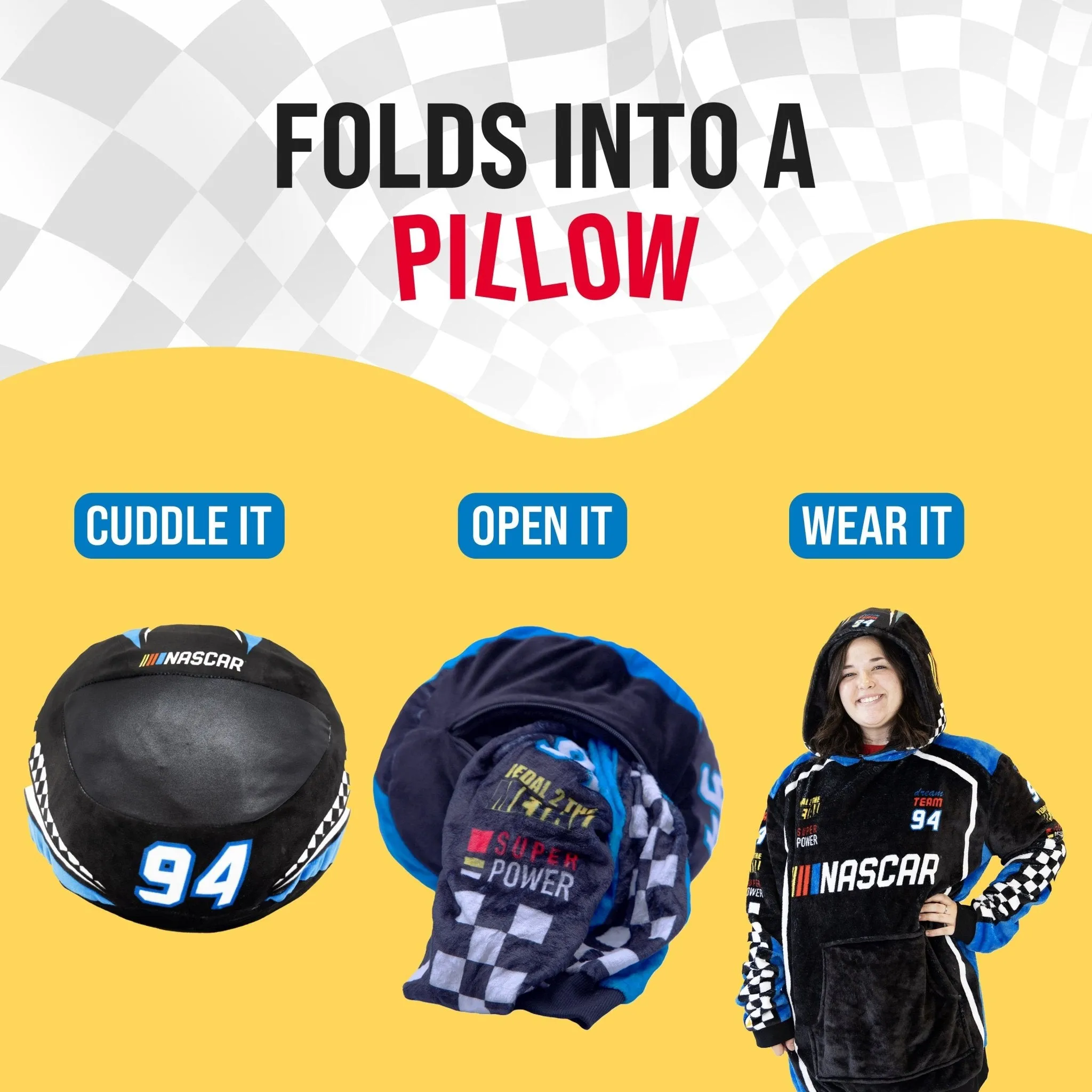 NASCAR Racing Suit Snugible (Black) | Blanket Hoodie & Pillow