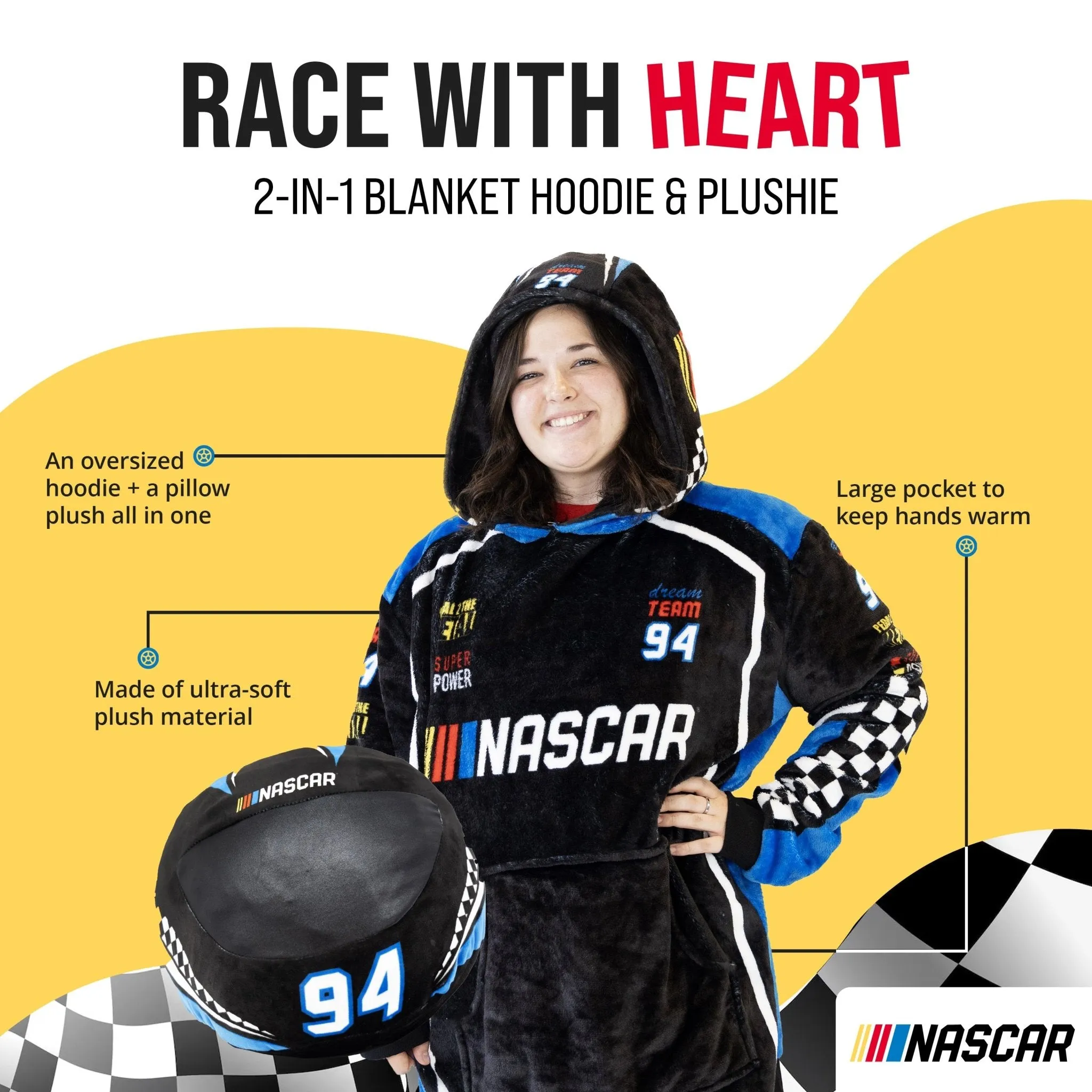 NASCAR Racing Suit Snugible (Black) | Blanket Hoodie & Pillow