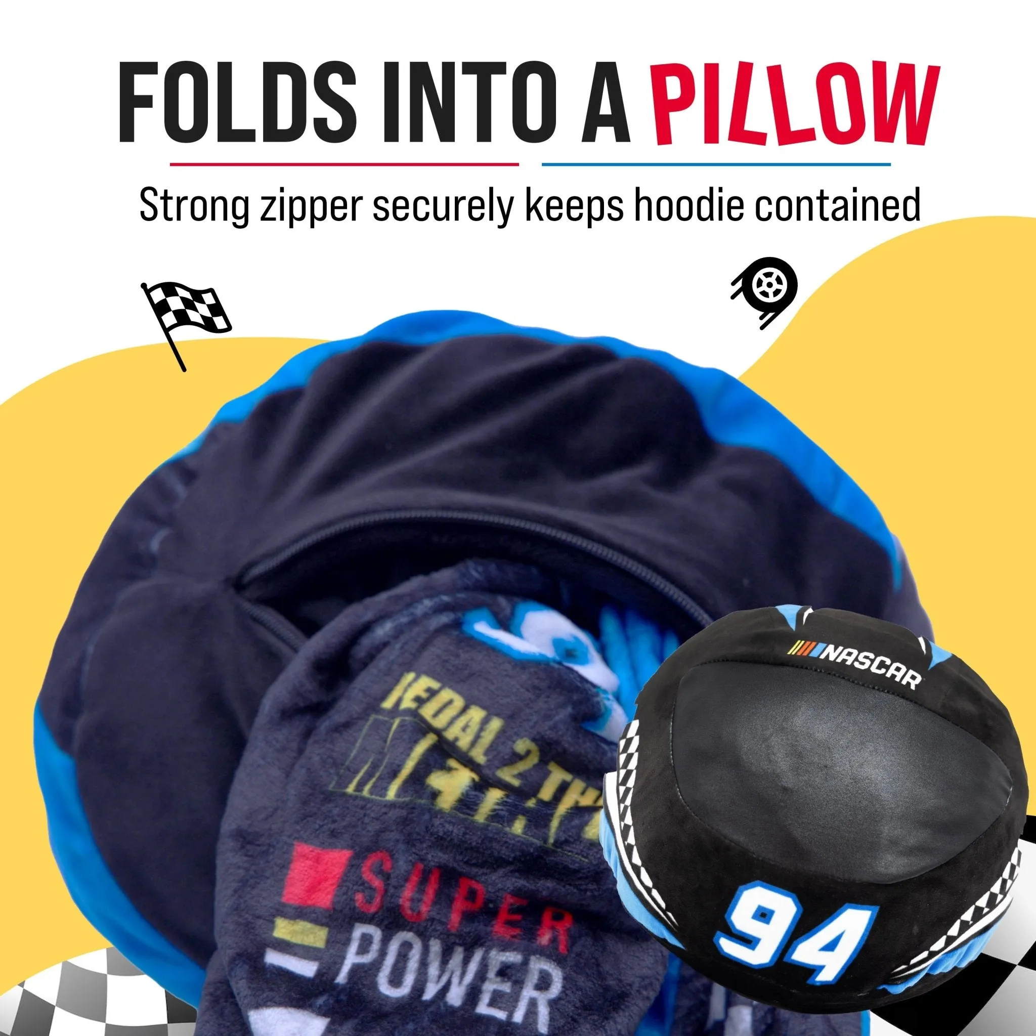 NASCAR Racing Suit Snugible (Black) | Blanket Hoodie & Pillow