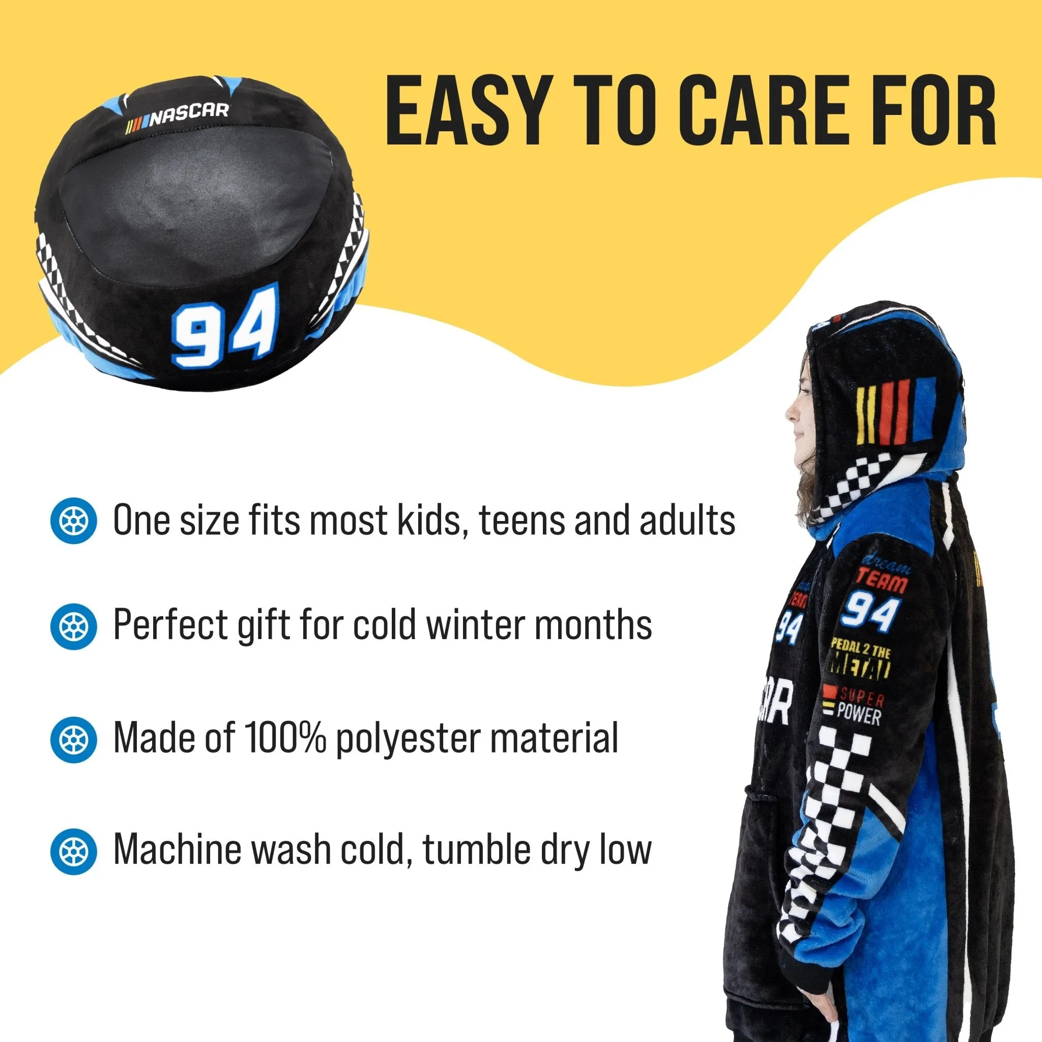 NASCAR Racing Suit Snugible (Black) | Blanket Hoodie & Pillow