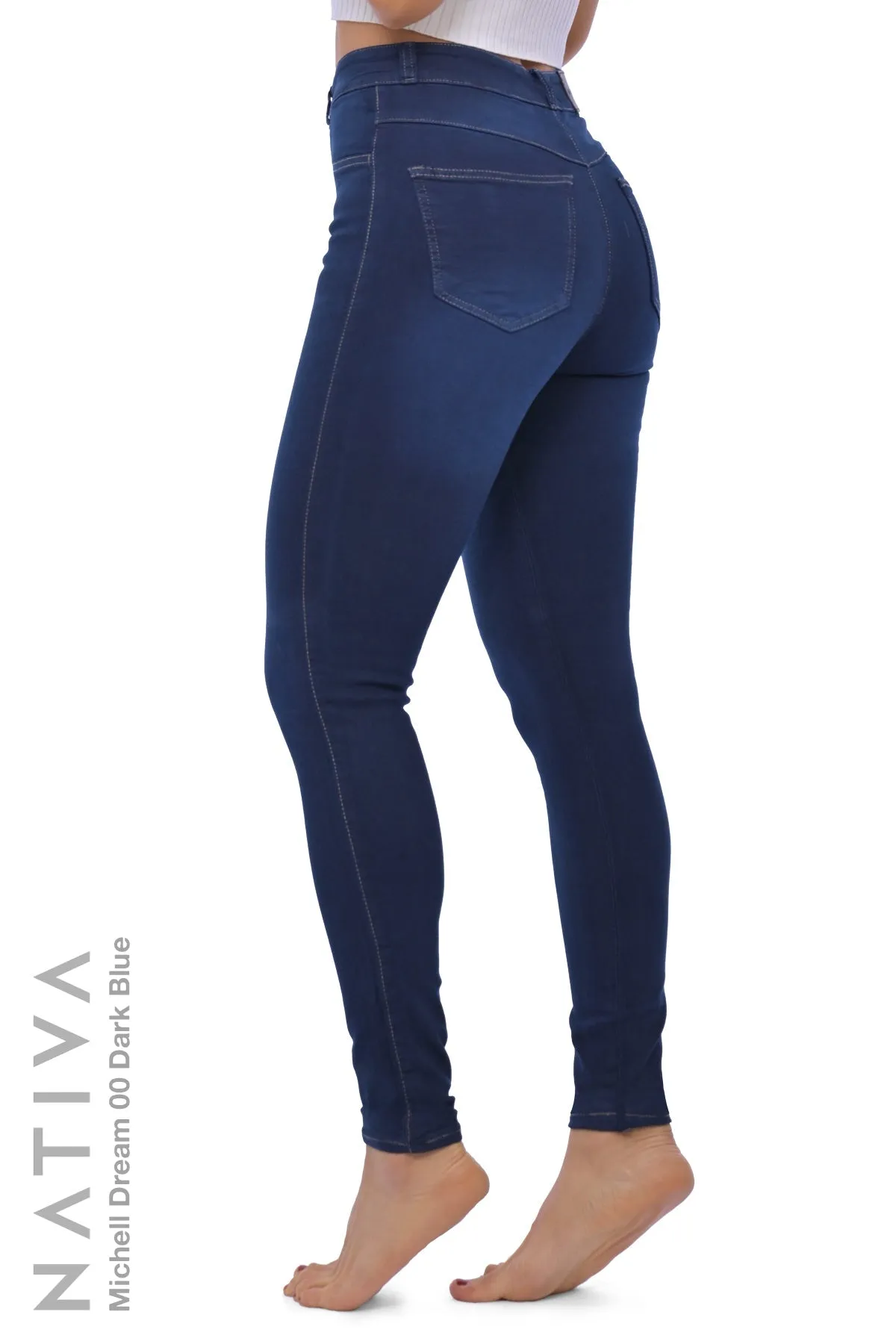 NATIVA, STRETCH JEANS. MICHELLE DREAM 00 DARK BLUE,  High Shaping Capacity, Ultra Comfy, 24-Hour Wear, Hi-Rise Super Skinny Jeans